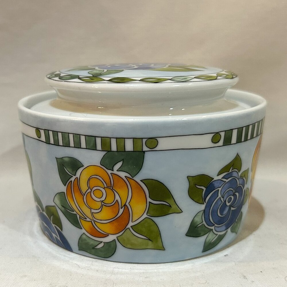 Dansk Danika Rose Pattern Lidded Sugar Bowl Made in Portugal EUC